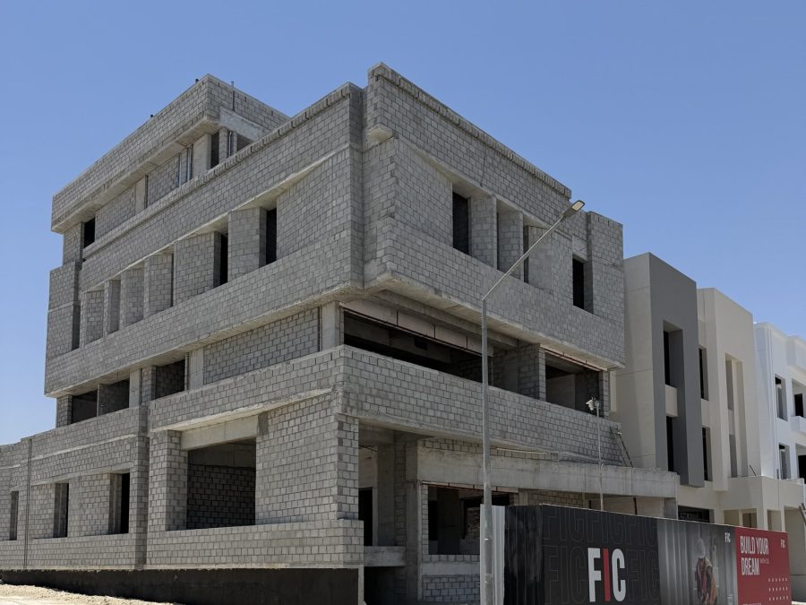 Villa skeleton complete — concrete frame and blockwork